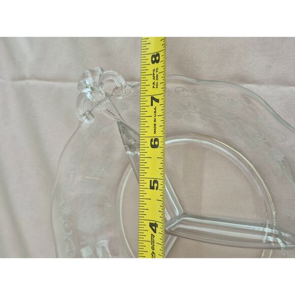 Rare Fostoria Midnight Rose 3 Part Relish Dish Etched Depression Glass Vtg 30s - Picture 7 of 7